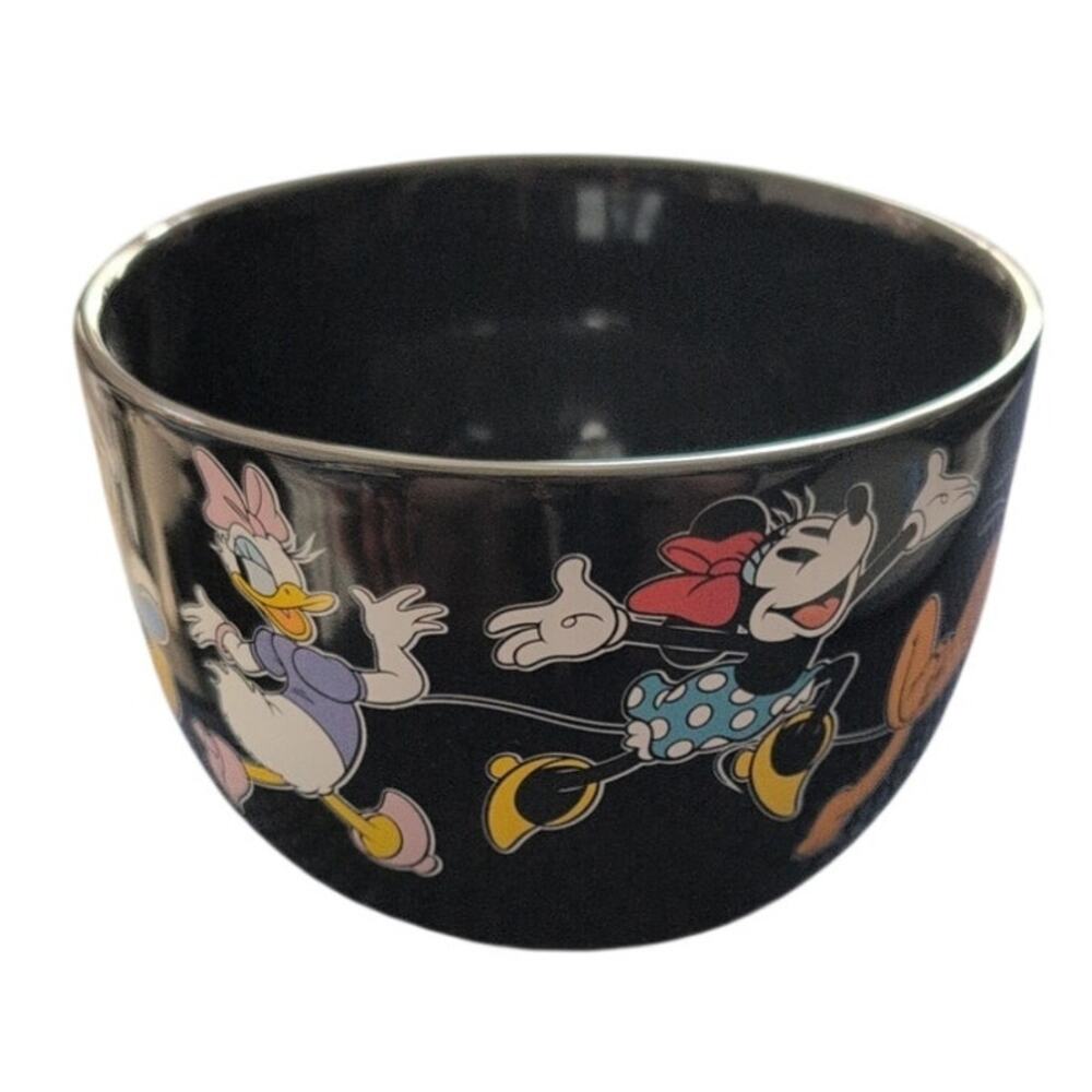 Disney Mickey and Friends Ceramic Soup Cereal Bowl Black Graphic EUC - Picture 3 of 6